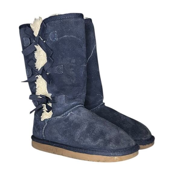 Girls Koolaburra by UGG Victoria Tall 1020171 Suede Winter Snow Boot Size 3 Blue - Picture 3 of 6
